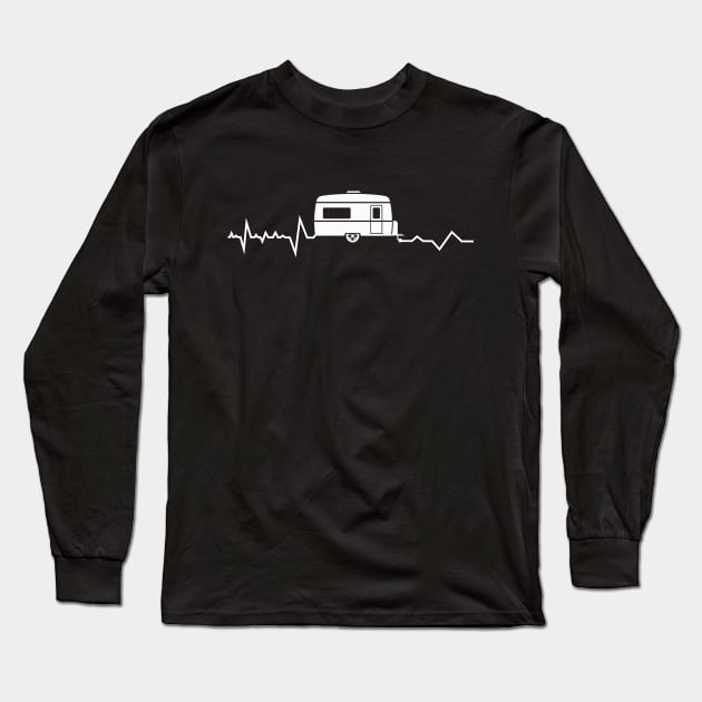 Camping Trailer Heartbeat - Travel Camping Long Sleeve T-Shirt by FabulousDesigns